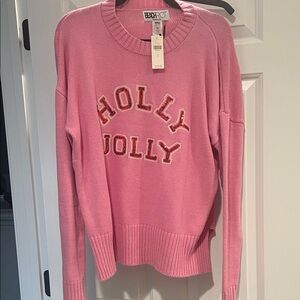 Beach Riot Pink Holly Jolly Crew Neck Sweater